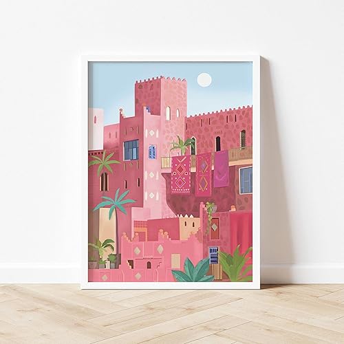 Lakabara Maroc Kasbah Marrakech affiches de voyage paysage toile peintures minimalisme Art moderne impressions pour salon décor 50x70 cm sans cadre - Nail Gallerys