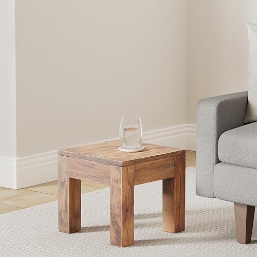 DESIGN DELIGHTS Table basse rustique Square 40 - En acajou massif - 40 x 40 x 40 cm (H x l x P) - Table d'appoint - Nail Gallerys