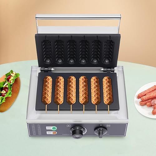 1500W Hot Dog Gaufrier électrique Gaufrier Commercial Température Réglable Avec Lumière LED Appareil à Gauffre Hot Dog Machine,Convient Pour Restaurant, Maison, Boulangerie - Nail Gallerys