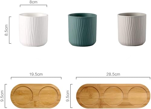 OnePine Lot de 3 Ensemble d'accessoires de Salle de Bain en céramique, Gobelet à Brosse à Dents Céramique, Plateau en Bambou - Nail Gallerys
