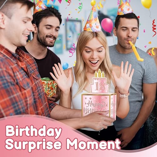 Boîte Surprise Anniversaire Cadeau, Tirelire d'anniversaire pour Cadeaux en Espèces, Boîte Surprise d'anniversaire à Tirer DIY, Boîte à Cadeau Anniversaire, Boîte Surprise pour Parents, Enfants(Rose) - Nail Gallerys