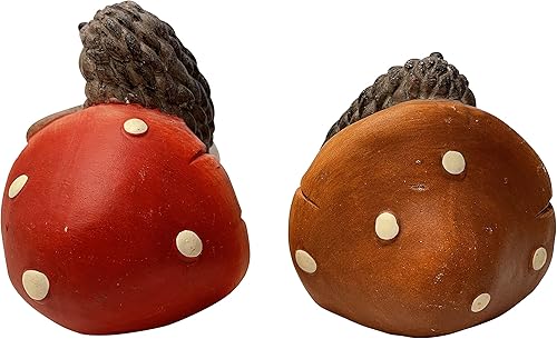 khevga Lot de 2 figurines de hérisson sur champignon - En pierre artificielle - Jolie décoration de jardin - Hérisson couché - Résistant aux intempéries - Environ 16 x 10 cm - Nail Gallerys