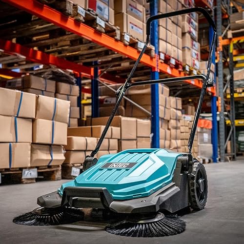 INTEC -Balayeuse manuelle 2 brosses Balayeuse mécanique Feuille Saleté Larg de balayage 63 cm Bac 20L Nettoyage Terrasses Allées - Nail Gallerys