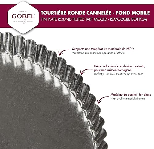 Gobel 126442 Tourtière Rond Cannelé Fond Mobile Fer Blanc - Nail Gallerys