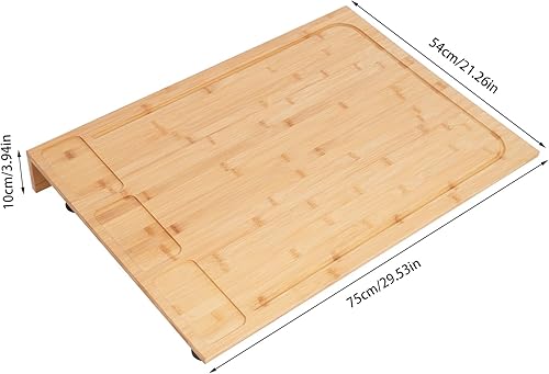 Couvre-plaque de cuisson en bois avec 4 pieds de support amovibles - Multifonctionnel - Pour la plupart des cuisinières à gaz et électriques - 75 × 54 × 10 cm - Nail Gallerys