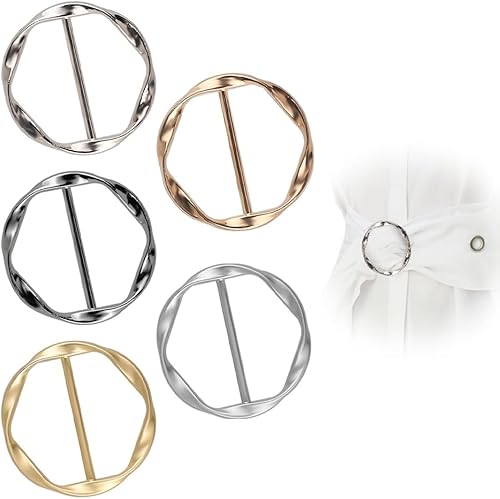5 Pièces T-Shirt Clips Anneau Clip pour Femmes Pinces à Echarpe Pinces à Cravate Métal Cercle Clip Taille Boucle Cravate Pin Clips T-Shirt Écharpe Boucles Clips - Nail Gallerys