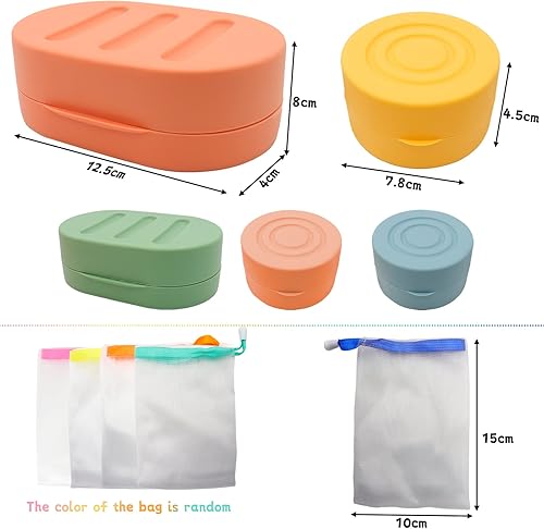 Lot de 5 Boîtes à Savon de Voyage Étanches - Rangement de Shampooing Solide - Porte-Savon Mini Avec 5 Sacs - Pour Voyage, Camping - Nail Gallerys