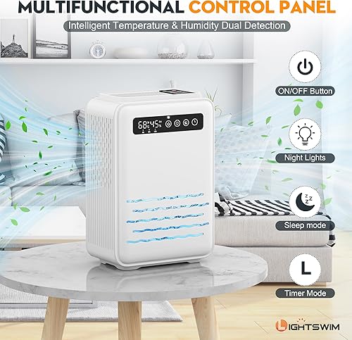 Déshumidificateur amélioré (télécommande) pour chambre à coucher, réservoir d'eau de 2,8 L, petit déshumidificateur silencieux de 75 m² pour sous-sol, maison, salle de bain avec arrêt automatique - Nail Gallerys