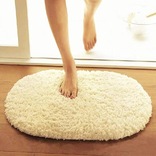 Livecitys 30x50cm Tapis De Bain en Microfibre Doux Couleur Unie Moelleux Antidérapant Absorption d'eau Salle De Bain Chambre Tapis Tapis Tapis Tapis Beige 30 * 50cm - Nail Gallerys