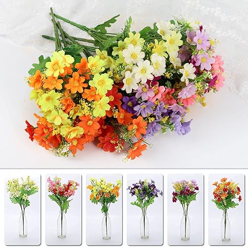 YANGTE 6 Pcs Fleur Artificielle Bouquet Décoration, Daisy Soie Fausse pour Vase Bouquet Arrangement Décoration De Maison Jardin Cuisine Chambre - Nail Gallerys