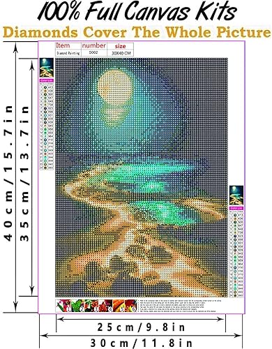 Kit de peinture diamant 5D - Kit complet à faire soi-même - Cristal - Strass - Broderie diamant - Pour enfants et adultes - Décoration murale - 30 x 40 cm - Motif lune bleue - Nail Gallerys