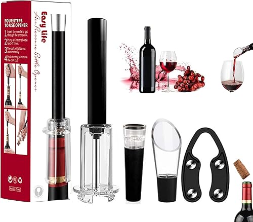 Ouvre-bouteille de vin similaret, vin similart, ouvre-bouteille de vin à pression d'air, ensemble d'ouvre-bouteille de vin avec extracteur de bouchon à pompe à air, ouvre-bouteille de vin manuel(Black - Nail Gallerys