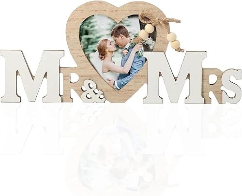 EORPAVU Décorations de mariage,Décoration mariage Monsieur et Madame, cadre photo forme coeur, décoration table mariage, cadeau mariage vintage, lettrage anniversaire en bois - Nail Gallerys