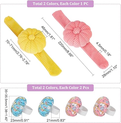 arricraft 4 pièces 4 Couleurs Coussins D'Aiguille de Doigt de Poignet, Porte-Épingles Portables en Forme de Citrouille, 28~35.5x4.5~23mm - Nail Gallerys