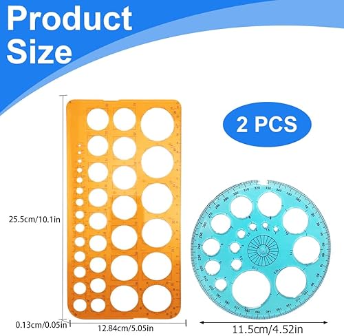 OUDQFCJ Pochoir circulaire avec 36 cercles, pochoirs circulaires à peindre, règle circulaire pour aider au dessin, pochoir quilling, orange transparent - Nail Gallerys