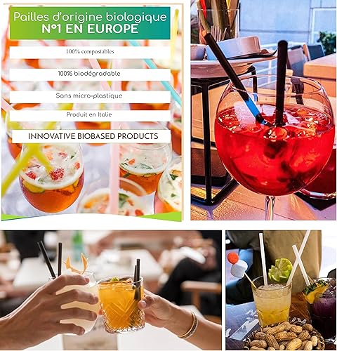 5000 Pailles STRAWOOD Blanc 7x21 de Lignine et Fibre de Bois totalement naturelle, SANS Plastique ou Agave. Pailles STRAWOOD jetable en respectant la NATURE (Jaune) - Nail Gallerys