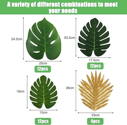 KDUH Feuille Palmier Artificielle Décoration Jungle 40 Pcs, Feuille Tropicale Décoration Feuilles Palmier Palmier Exterieur Décoration, Comprendre 4 Morceaux De Fausses Feuilles De Palmier Dorées - Nail Gallerys
