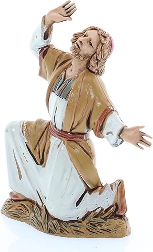 Moranduzzo Agenouillé Étonné pour Crèche de 10 Cm Échelle 1:20Bergers-Figurines de Crèche Indestructibles-Style Arabe,Peinture Finition à la Main,Produit Officiel,Fabriqué en Italie,Sculpteur M. Landi - Nail Gallerys
