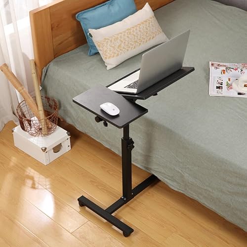 Willonin Bureau d'Ordinateur Portable Roulant Table Informatique Poste de Travail,Roulante Canapé pour Ordinateur Portable Hauteur Pliante avec 4 roulettes,60 * 34.5 * 58/90cm (Noir) - Nail Gallerys
