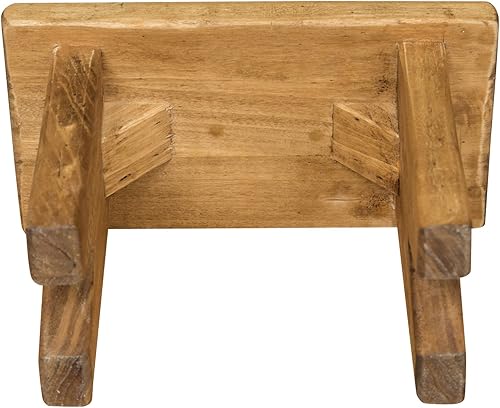 Biscottini Tabouret en Bois Bas 26x13x18 cm | Tabouret de Salle de Bain | Banc en Bois | Petit Tabouret en Bois | Support pour Plantes - Nail Gallerys