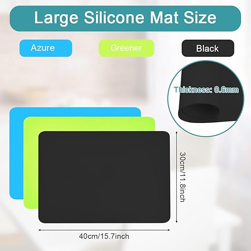 SLTAXAR 3 PCS Tapis Silicone Résine 30*40cm Antiadhésif pour Cuisine, Peinture et Bricolage - Tapis de Table Antidérapant - Nail Gallerys