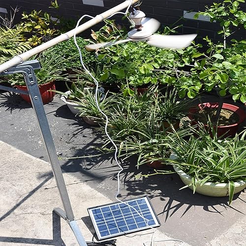 Gerrit Ventilateur Solaire avec Câble de Télécommande Petit Ventilateur de Plafond Pales Détachables en ABS Facile À Assembler avec Panneau Solaire Facile À pour L'extérieur Le Blanc 6V6W/6V10W - Nail Gallerys