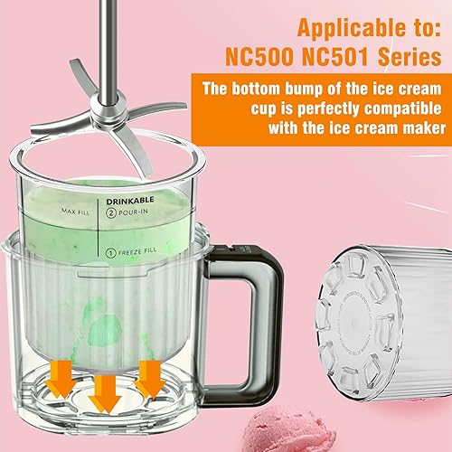 4 Pièces Récipients Crème Glacée Rechange avec 4 Couvercles & Cuillère, Bacs Machine Glace Réutilisables, Seau Alternatives Sorbetières Sans BPA, Accessoires Pintes Glaces pour NC501/NC500 Series - Nail Gallerys