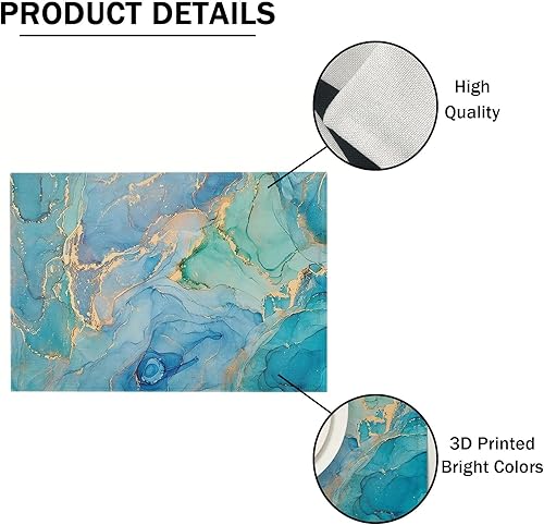 Treer Sets de Table Lot de 2/4/6/8, Résistant à la Chaleur Coton et Lin Lavables Rectangulaire Set de Table Bleu Océan pour Décoration de Cuisine Table à Manger Fêtes Vacances (6 pièces,Plage) - Nail Gallerys