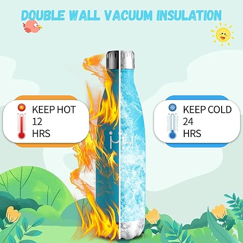 Gourde, 500 ml Sans BPA, Gourde Isotherme, 18/8 Acier Inoxydable, Bouteille Isotherme, Isolation Sous Vide à Double Paroi, Gourde Acier Inoxydable pour École, Randonnée - Vert mousse Bouteille d'eau - Nail Gallerys