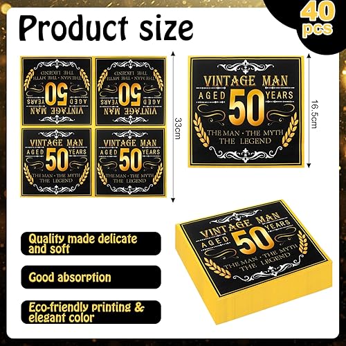 Wentsent Lot de 40 serviettes de table pour le 90e anniversaire, style vintage du 90 ans, pour cocktail, pour femme, décoration de fête d'anniversaire, noir et or rose - Nail Gallerys