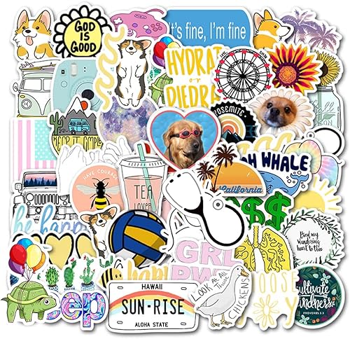 Zuya Lot de 100 autocollants Kawaii en vinyle pour ordinateur portable, bagages, skateboard, téléphone, vélos, motos pour adultes, adolescents - Nail Gallerys
