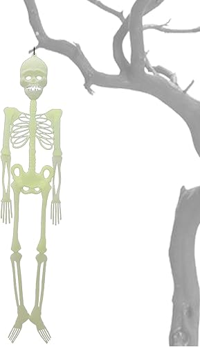 Nuyhgtr Décoration d'Halloween effrayante à suspendre, squelette d'Halloween phosphorescent, décoration murale d'Halloween, figurines articulées pour porte, fenêtre, mur - Nail Gallerys