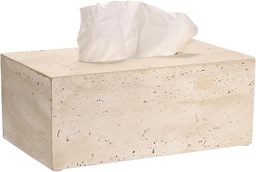 SUMTree Boîte à Mouchoir en travertin Distributeur rectangulaire Porte-Papier décoratif Organisateur de Bureau pour Salle de Bain, Salon, Chambre, Jardin （Pas de Fond） - Nail Gallerys