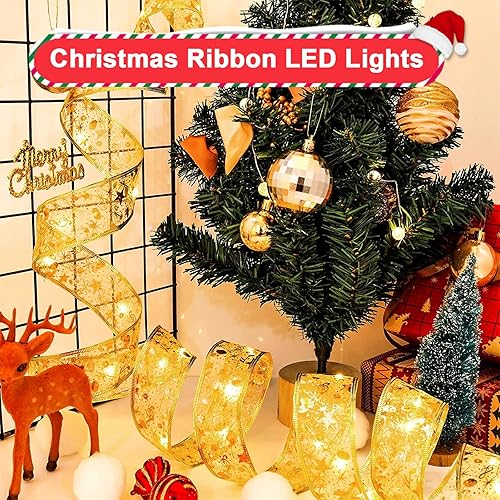 Lumières de Ruban de Noël, 32,8 FT 100 LEDS Lumineuses à Ruban Brillant Avec 2 Modes, Arc en Dentelle DIY Décor, Fairy Lights For Garden Patio de Décorations de Sapin de Noël - Nail Gallerys