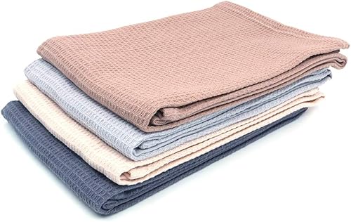 Shiwaki Lot de 4 essuie-Mains en Coton Naturel, 18 x 25,5 Pouces Serviettes Souples absorbantes pour Les Mains la Salle de Sport, Le Yoga, Le thé, Le torchon, la Table à Manger - Coler Mixte - Nail Gallerys