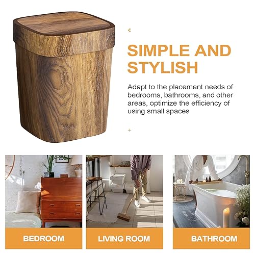 Rrlihjgu Poubelle En Bois - Corbeille Rectangle Pour Réfectoire,Poubelle à Rabat de 12 L pour Buanderie Appartement Salon Chambre Angle Décoration Style Campagne - Nail Gallerys