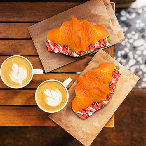Generisch Lot de 2 tranches de toasts artificielles pour décoration de pain - Modèle alimentaire (3 croissants) - Nail Gallerys