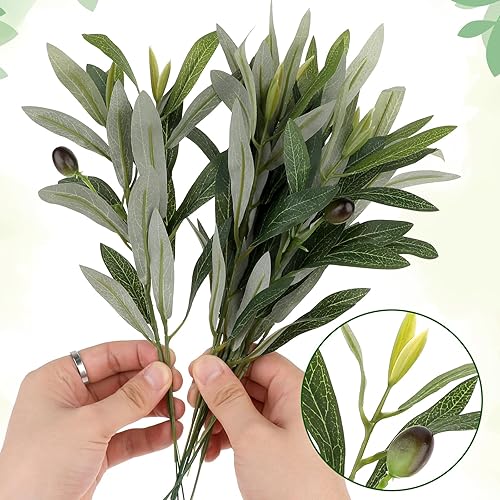 Lot de 10 grandes branches d'olivier artificielles de 40 cm pour vase, guirlande de branches d'olivier, de verdure pour centres de table, branches d'olivier artificielles pour fête de mariage - Nail Gallerys