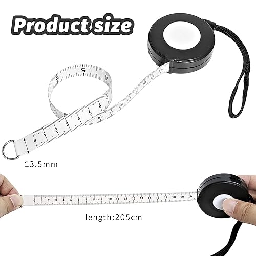 FDHBDF 1 mètre ruban à coudre rond rétractable en plastique de 2 m, mètre ruban de couture de 20 pouces, mètre ruban souple portable, adapté pour mesurer la taille, la poitrine, la taille et les - Nail Gallerys
