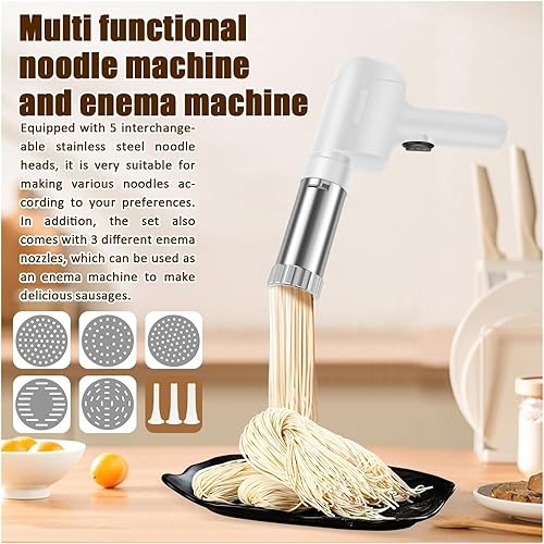Handheld Electric Pasta Maker,Portable Automatic Pasta Maker, Homemade Spaghetti Maker,Automatic Noodle Press Machine, with 5 Interchangeable Noodle Making Molds - Nail Gallerys