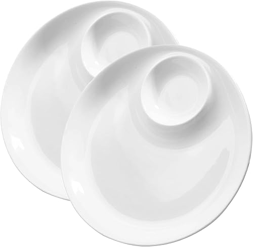 Ecoodisk Porcelain Chip & Dip Serving Set 2pcs Puce et Plateau de Trempette Divisés Plateaux de Plats de Service divisé Platter Parfait pour l'apéritif, Le Dessert - Nail Gallerys