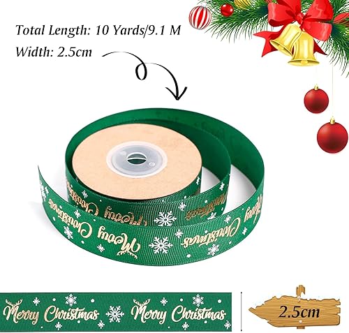 Ponsey Ruban de Noël rouge avec flocon neige - 9,1 m Pour travaux manuels et emballages cadeaux cartes gâteaux Noël, couronnes, nœuds, décoration d'arbre (2,5 cm large) - Nail Gallerys