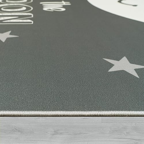 Paco Home Tapis Enfant Chambre Enfant Filles Étoiles Mignon Lune Inscription Gris, Dimension:80x150 cm - Nail Gallerys