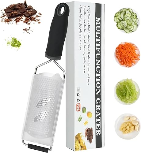 YUNYU Râpe à fromage et zesteur en acier inoxydable, lame fine avec poignée antidérapante, housse de protection - Nail Gallerys
