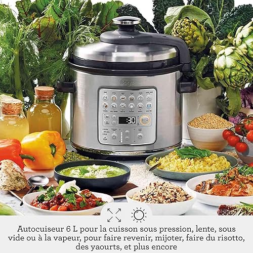 Sage - The Fast Slow Go - Autocuiseur, mijoteuse, sauteuse, vapeur, ragoût, risotto, Acier Inoxydable Brossé - Nail Gallerys