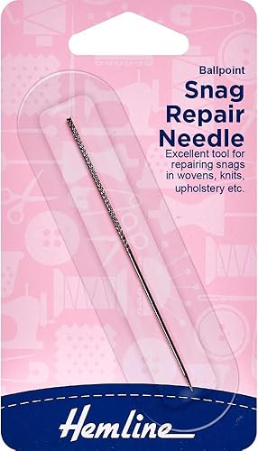 Hemline H247 | Snag Repair Needle with Sticky Shank & Ballpoint End 8cm by Hemline Haberdashery - Nail Gallerys