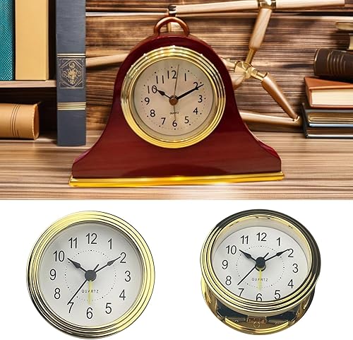 Beimus Élégant réveil Snooze de 7,6 cm avec garniture dorée et chiffres arabes Tête d'horloge ronde Insert de montre pour travaux manuels - Nail Gallerys