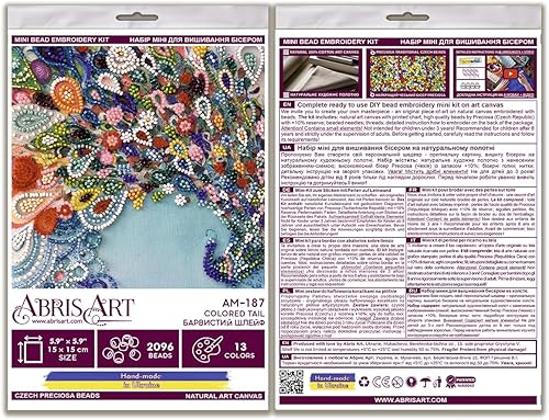 Abris Art Kit de Broderie Queue Colorée - Bricolage de Perles pour Débutants - Fait à la Main en Ukraine - Ensemble de Travaux d'Aiguille Élégant, Motif de Paon Coloré - Nail Gallerys