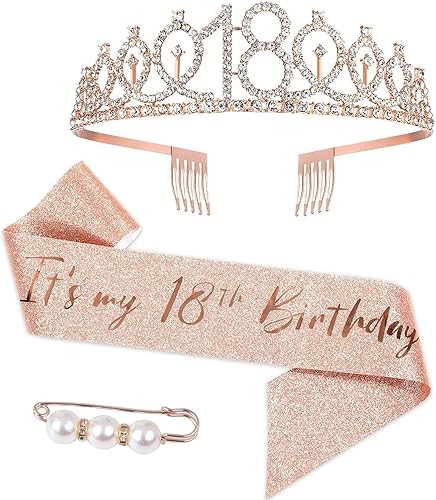 Idealead 18 Ans Couronne Anniversaire Echarpe, Deco Anniversaire 18 ans Anniversaire Fille, Kit d’Accessoires Anniversaire pour Décoration Anniversaire 18 ans Fille - Nail Gallerys