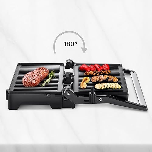 Ufesa Teide Grill Électrique, Cuisson Panini, Viande, Poisson, Légumes, Plancha Barbacue de Table, Ouverture 18ª, Grande Capacité, Croque Monsier Multifonction Ergonomique, SANS BPA - Nail Gallerys